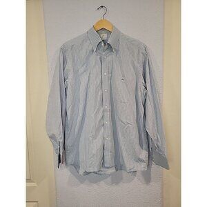 Lacoste Shirt Mens Size 44 Blue Plaid Button Down Long Sleeve Embroidered Logo
